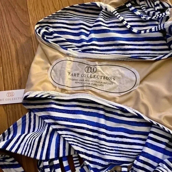 NWT Tart Collections Alana One-piece Tie Halter Top Cut-out Stripe Swimsuit S - Picture 9 of 15